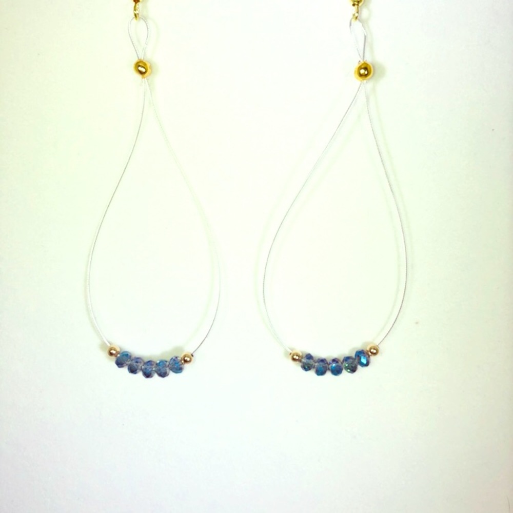 Star Crafts Blue Crystal Earrings 14kt Gold Beads